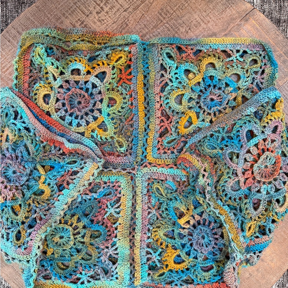 Vintage Festival Crochet boxy sweater- one size